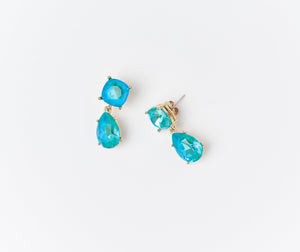 -Gifts - AccessoriesTheia Jewelry Aria Double Tier Drop Earrings with Rock Crystal in Teal