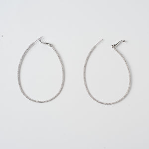 Theia Jewelry,White Gold diamond dust tear drop large hoop earrings-Gifts