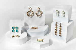 Theia Jewelry Aria Double Tier Drop Earrings with Rock Crystal in Teal-Theia Jewelry Aria Double Tier Drop Earrings with Rock Crystal in Teal