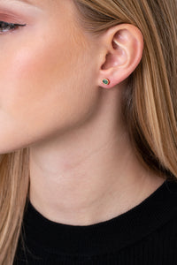 Gold 18-karat gold, Colombian emerald stud earrings-Colombian Emeralds