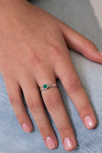 Silver, sterling silver and wrapped Colombian emerald ring-Gifts - Jewelry