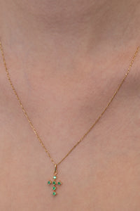 Gold 18-karat gold, Colombian emerald cross pendant necklace-