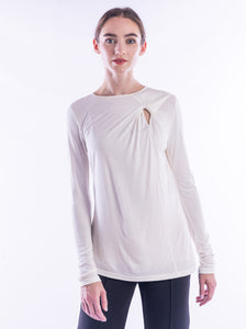 Sita Murt, Sustainable Bamboo Knit, long sleeve crew neck top with keyhole-