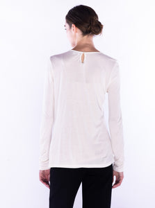 Sita Murt, Sustainable Bamboo Knit, long sleeve crew neck top with keyhole-Tops